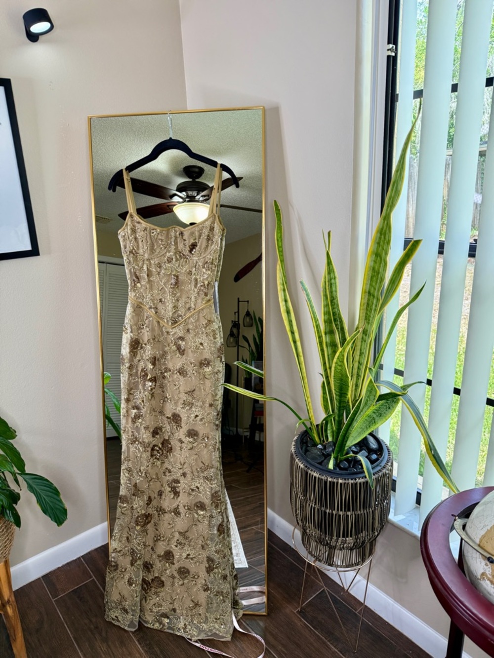 House of CB Naima Olive Bronze Hand Beaded Embellished Corset Maxi Dress NWOT - Picture 7 of 12